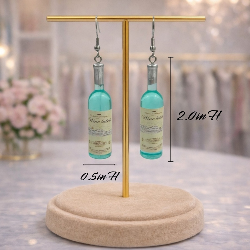 Sip & Sparkle Wine Bottle Earrings | Y2K Party Cute Statement Jewelry - Picture 4 of 4